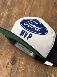 Ford MVP Vintage 80s Trucker Hat White Navy ABC Vintage 