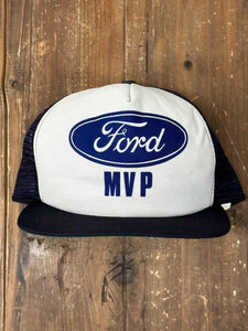 Ford MVP Vintage 80s Trucker Hat White Navy ABC Vintage 