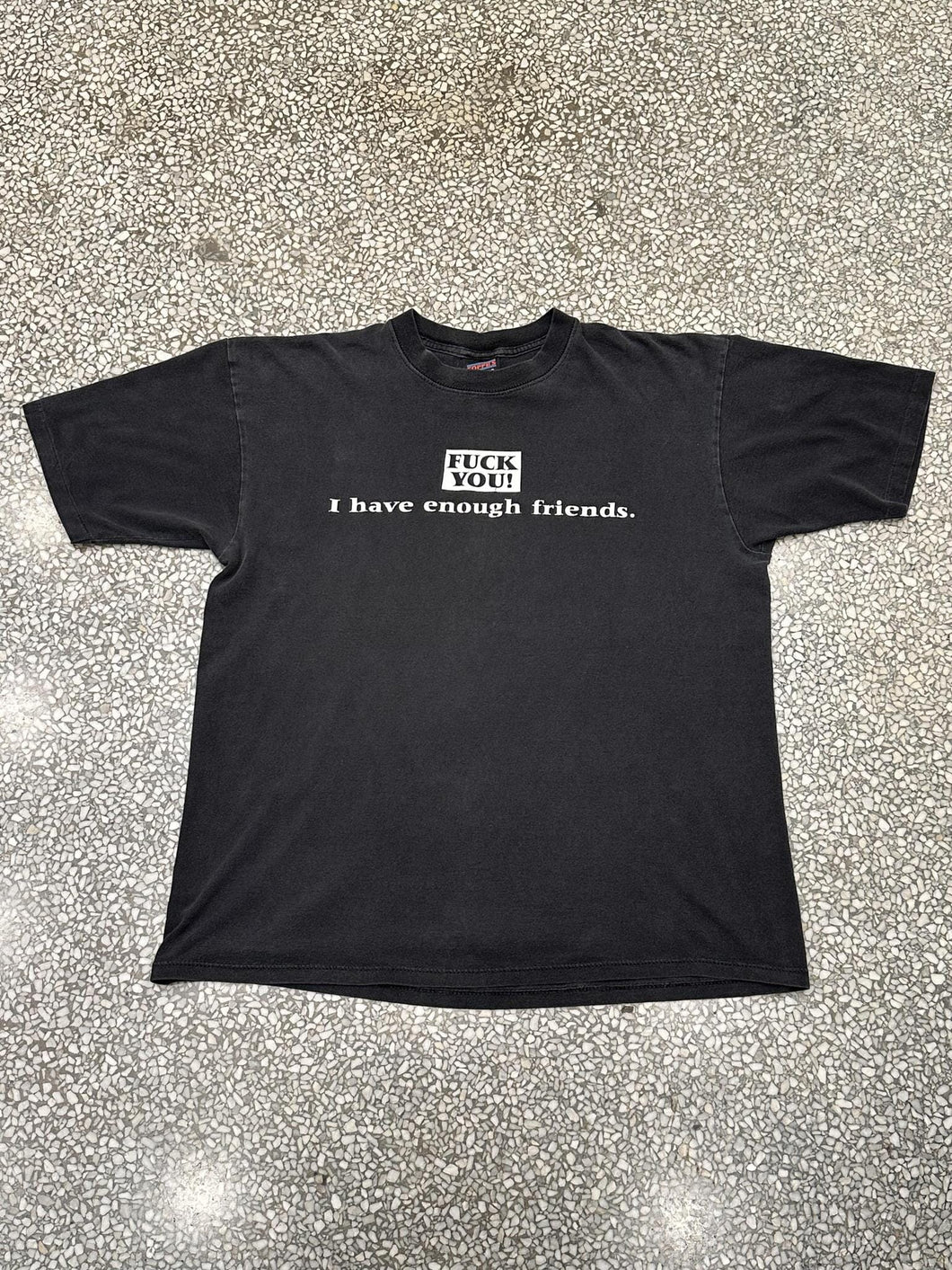 Fuck You I Have Enough Friends Vintage 90s Tee Black ABC Vintage 