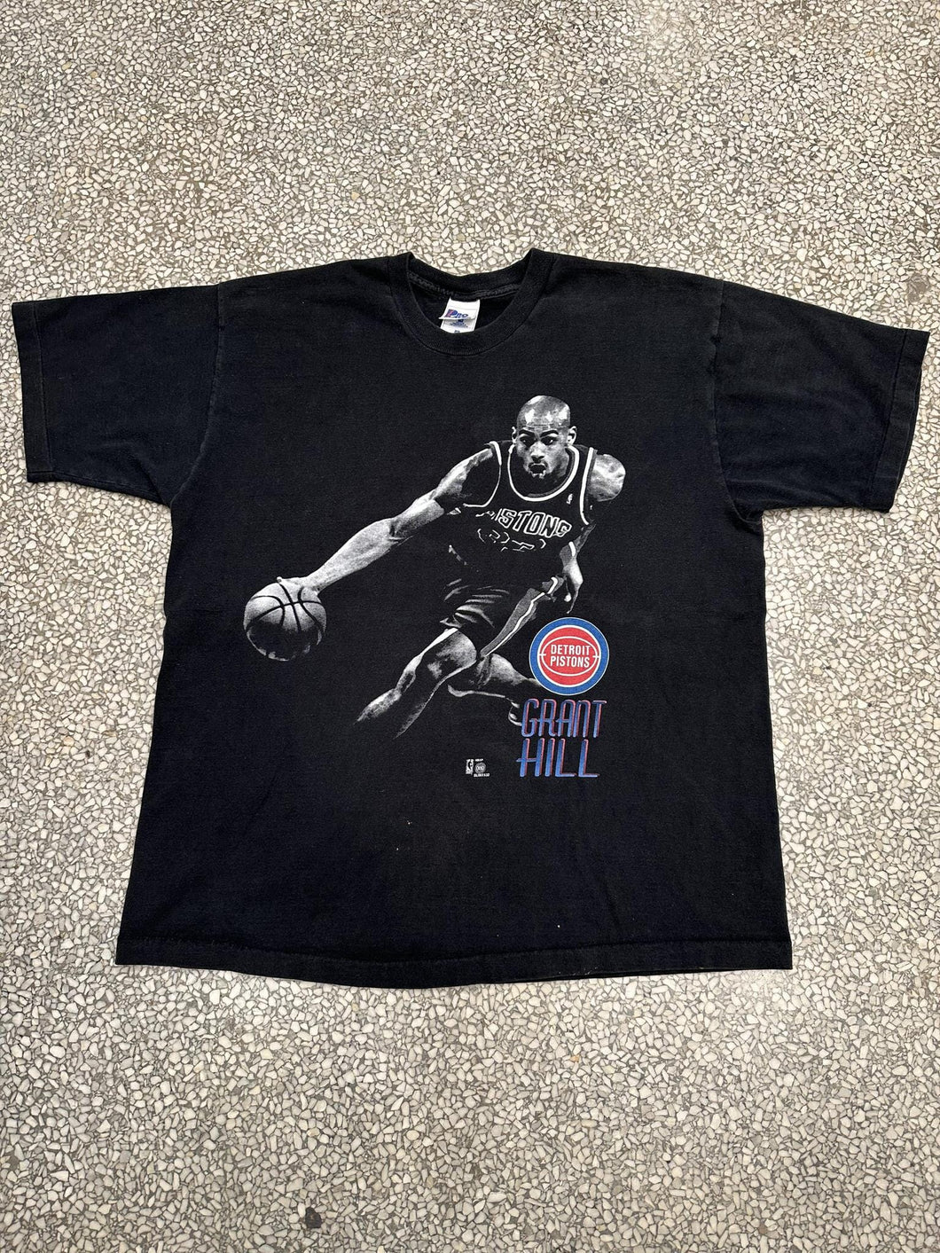 Grant Hill Detroit Pistons Vintage 90s Faded Black ABC Vintage 