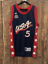 Load image into Gallery viewer, Grant Hill Vintage 90s Youth USA Team Champion Jersey Navy ABC Vintage 