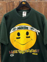 Load image into Gallery viewer, Green Bay Packers Vintage 1996 Emoji I Love Those Packers Cliff Engle Tee Green ABC Vintage 