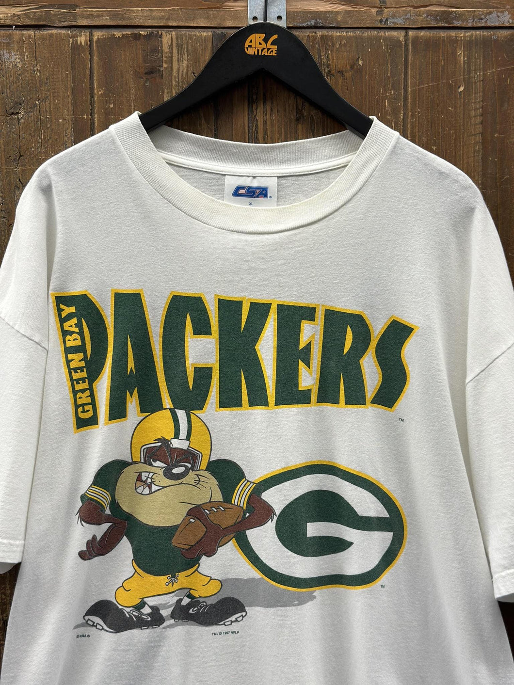 Green Bay Packers Vintage 1997 Taz Faded White ABC Vintage 