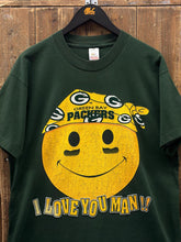 Load image into Gallery viewer, Green Bay Packers Vintage 90s Emoji I Love You Man Fruit of The Loom Tee Green ABC Vintage 
