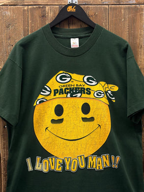 Green Bay Packers Vintage 90s Emoji I Love You Man Tee Green ABC Vintage 