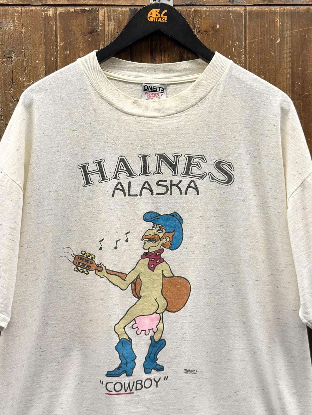 Haines Alaska Cowboy Vintage 90s Tee Heather Cream ABC Vintage 