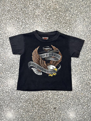 Harley Davidson Vintage 1988 Live To Ride Eagle Youth Tee Black ABC Vintage 