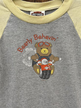 Load image into Gallery viewer, Harley-Davidson Vintage 2000s Youth Bearly Behavin' Baby Onesie Grey Pale Yellow ABC Vintage 