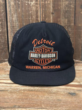 Load image into Gallery viewer, Harley-Davidson Vintage 80s Detroit Warren Michigan Trucker Hat Black ABC Vintage 