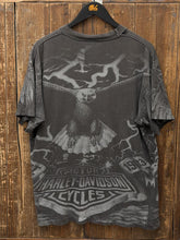 Load image into Gallery viewer, Harley Davidson Vintage 90s Eagle All Over Print Tee Faded Black ABC Vintage 