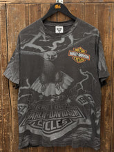 Load image into Gallery viewer, Harley Davidson Vintage 90s Eagle All Over Print Tee Faded Black ABC Vintage 