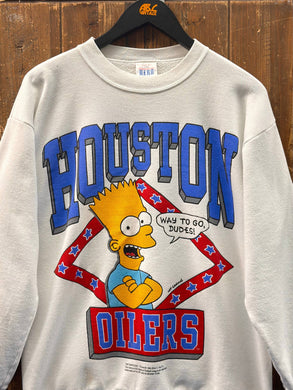 Houston Oilers Vintage 1990 Bart Simpson Crewneck White ABC Vintage 