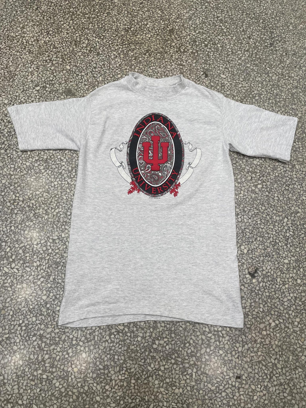 Indiana Vintage 90s Paisley Crest Puff Print Grey ABC Vintage 