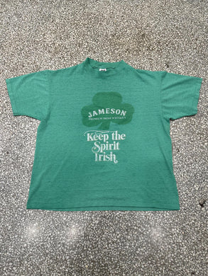 Jameson Whiskey Vintage 90s Keep The Spirit Irish Faded Green ABC Vintage 