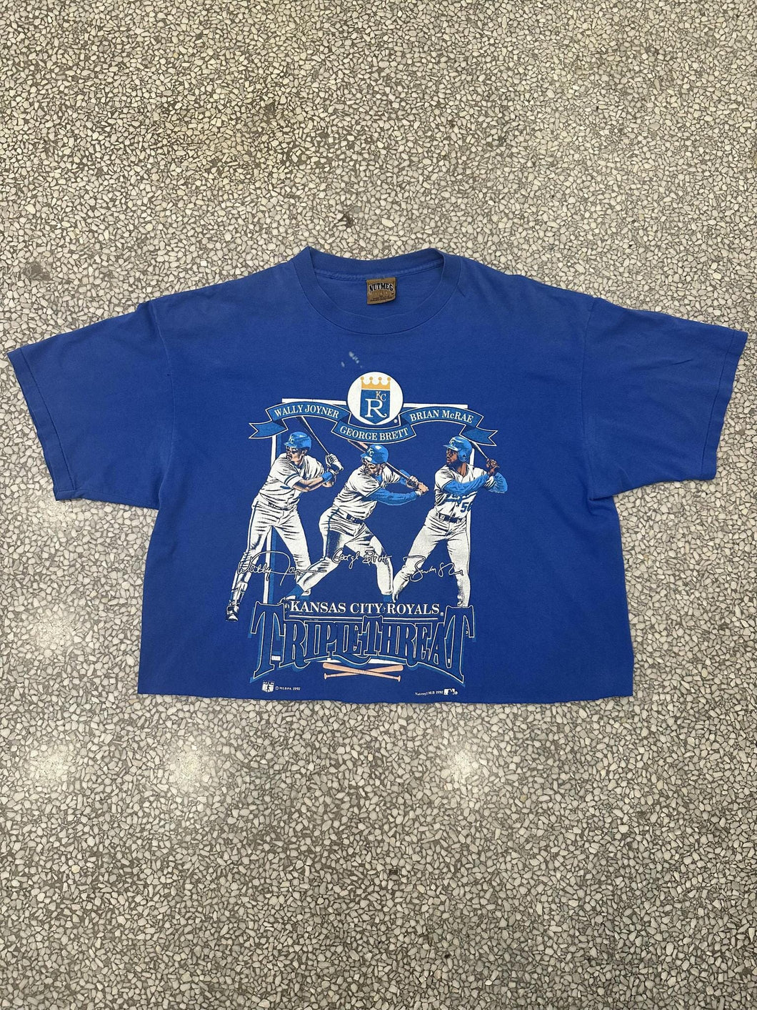 Kansas City Royals Vintage 1992 Triple Threat Cropped Tee Faded Blue ABC Vintage 