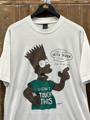 Keith Jackson Eagles Bart Simpson Vintage 1990 Tee White ABC Vintage 