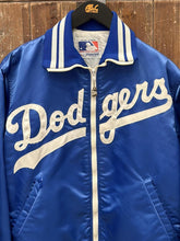 Load image into Gallery viewer, LA Dodgers Vintage 90s Zip Up Starter Satin Bomber Jacket Blue ABC Vintage 