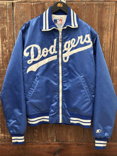 Load image into Gallery viewer, LA Dodgers Vintage 90s Zip Up Starter Satin Bomber Jacket Blue ABC Vintage 