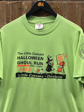 Little Caesars Halloween Ghoul Run Vintage 90s Tee Neon Green ABC Vintage 
