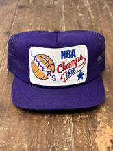 Load image into Gallery viewer, Los Angeles Lakers Vintage 1988 NBA Champs New Era Trucker Hat Purple ABC Vintage 