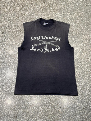 Lost Weekend Sand Ridge Vintage 90s Cutoff Tee Paper Thin Faded Black ABC Vintage 