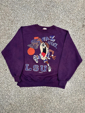 LSU Basketball Vintage 1996 Taz Attack Crewneck Purple ABC Vintage 