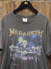Load image into Gallery viewer, Megadeth Vintage 1990 Tour Boxy Brockum Tag Tee Super Faded Black ABC Vintage 