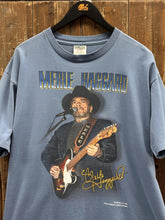 Load image into Gallery viewer, Merie Haggard Vintage 1998 Country Music's Living Legend Tee Faded Blue ABC Vintage 