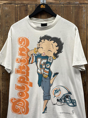 Miami Dolphins Vintage 1993 Betty Boop Faded White ABC Vintage 