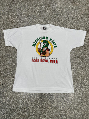 Michigan State Spartans Vintage 1988 Rose Bowl Big 10 Champs Screen Stars Tag White ABC Vintage 