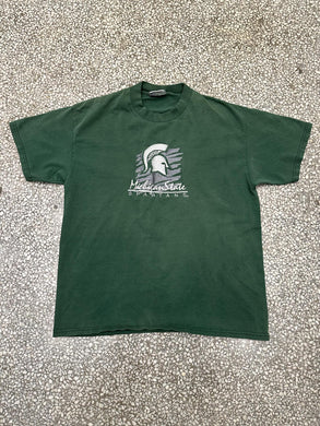 Michigan State Spartans Vintage 90s Embroidered Tee Faded Green ABC Vintage 