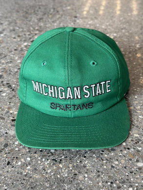 Michigan State Spartans Vintage 90s Spell Out Snapback Green ABC Vintage 