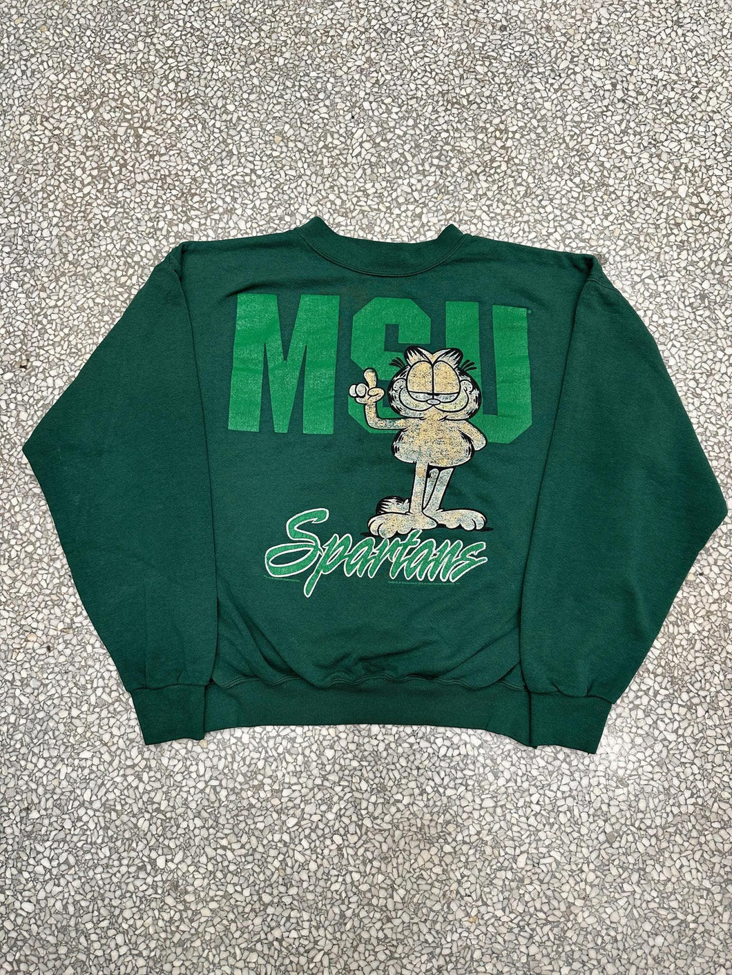 Michigan State Vintage 1978 Garfield Crewneck Faded Green ABC Vintage 