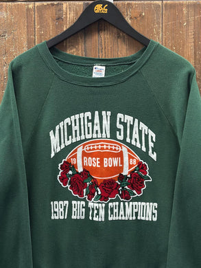 Michigan State Vintage 1987-1988 Rose Bowl Champion Crewneck Green ABC Vintage 