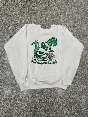 Michigan State Vintage 1988 Rose Bowl Dinosaur Crewneck White ABC Vintage 