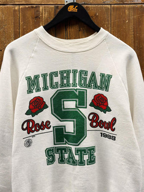 Michigan State Vintage 1988 Rose Bowl Fruit of The Loom Crewneck white ABC Vintage 