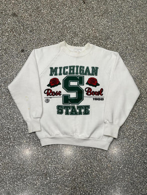 Michigan State Vintage 1988 Rose Bowl Fruit of The Loom Crewneck white ABC Vintage 