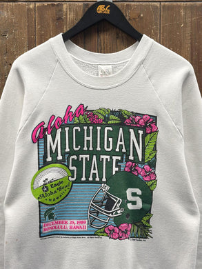 Michigan State Vintage 1989 Aloha Bowl Crewneck White ABC Vintage 