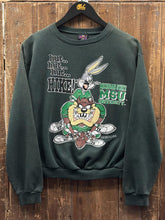 Load image into Gallery viewer, Michigan State Vintage 1994 Youth Looney Tunes Football Crewneck Green ABC Vintage 