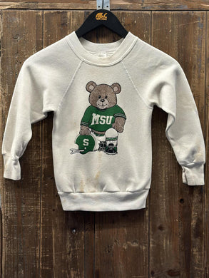 Michigan State Vintage 70s-80s Youth Bear Crewneck Cream ABC Vintage 