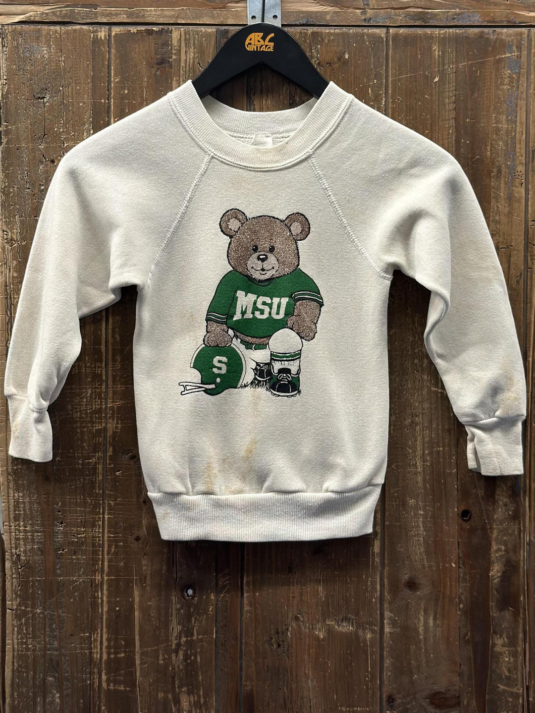 Michigan State Vintage 70s-80s Youth Bear Crewneck Cream ABC Vintage 