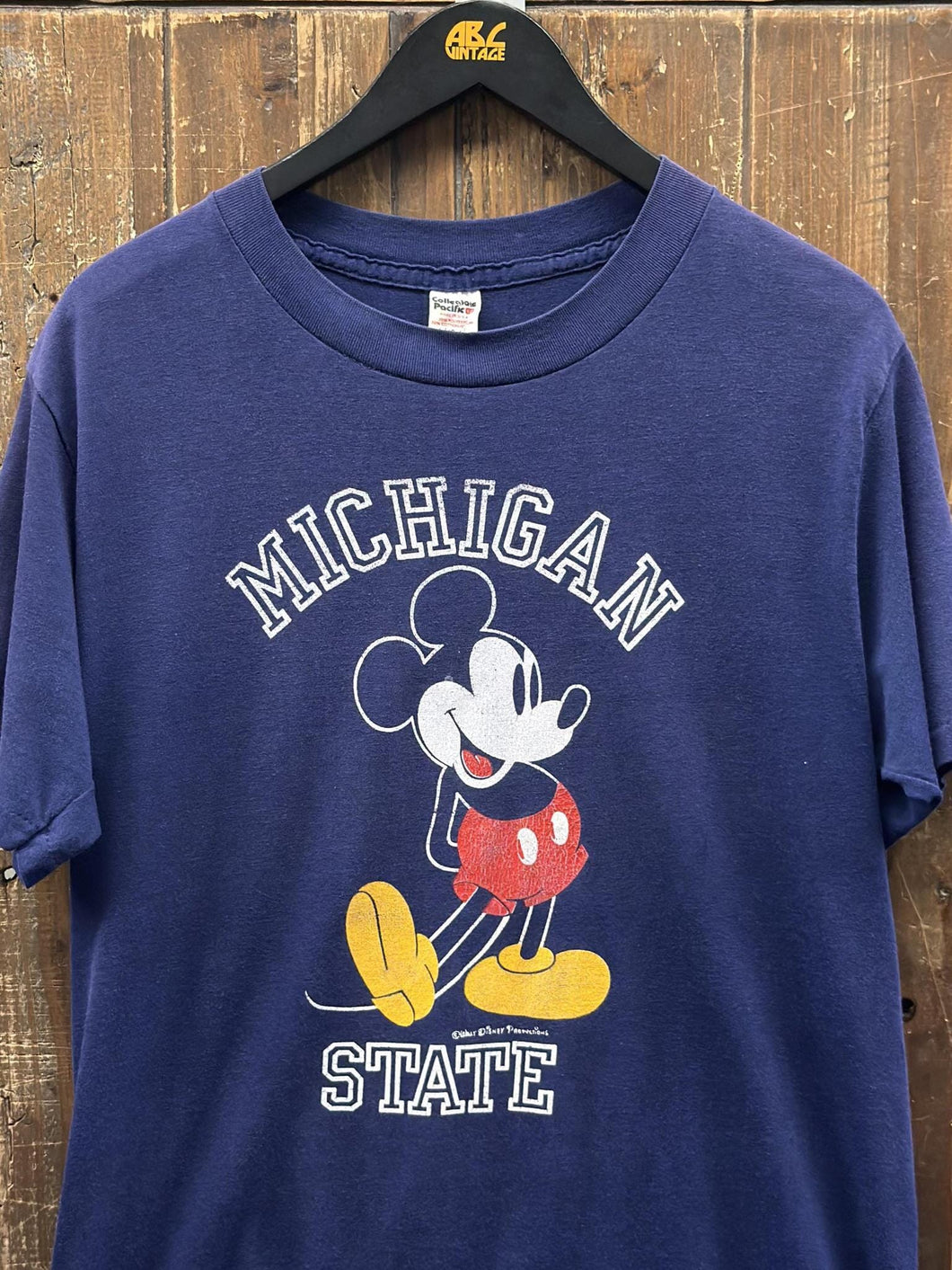 Michigan State Vintage 80s Mickey Mouse Tee Navy ABC Vintage 