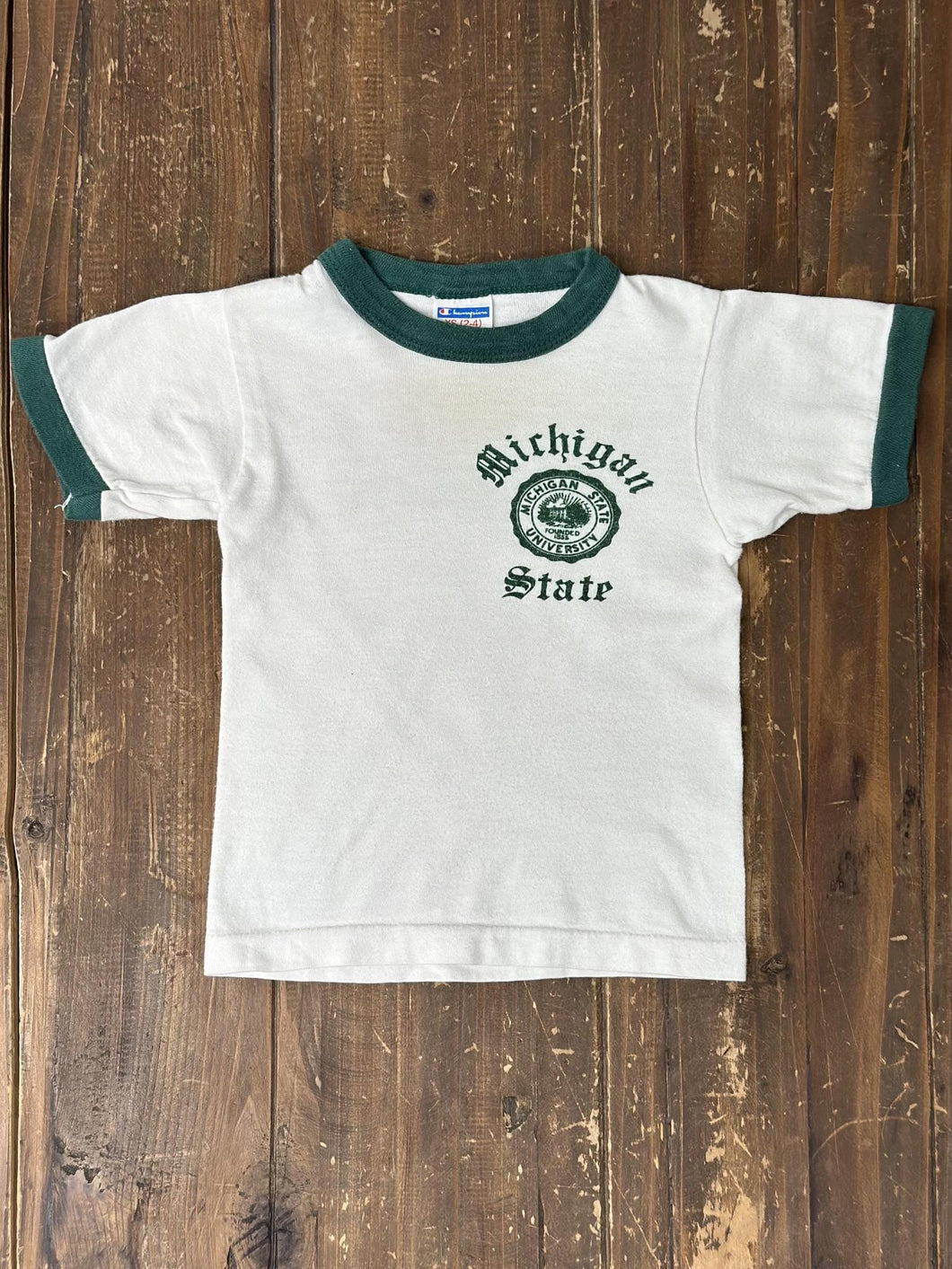 Michigan State Vintage 80s Youth Champion Ringer Tee ABC Vintage 