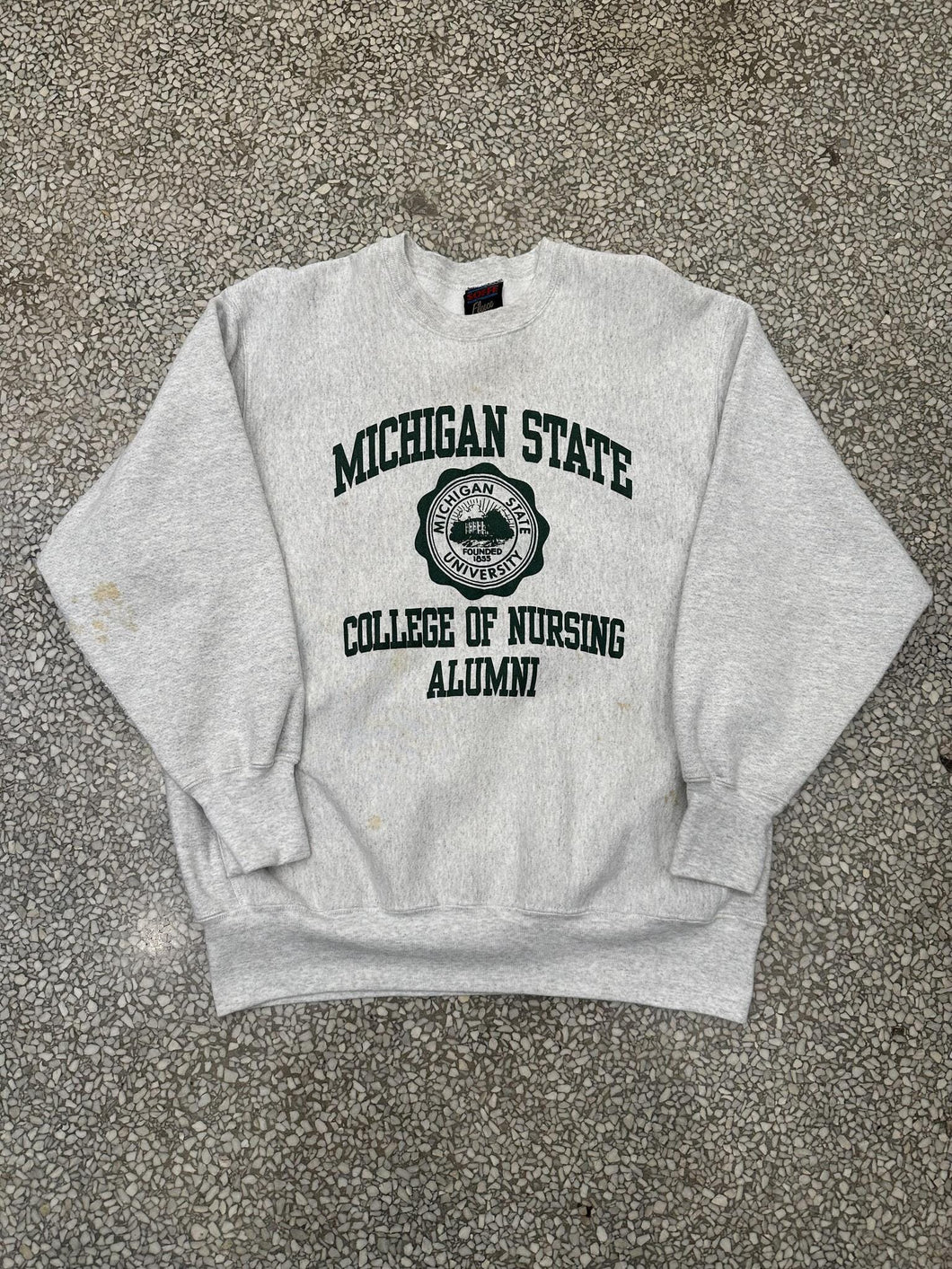 Michigan State Vintage 90s Nursing Alumni Crewneck Grey ABC Vintage 
