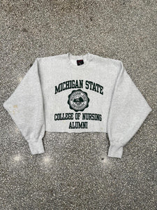 Michigan State Vintage 90s Nursing Alumni Cropped Crewneck Grey ABC Vintage 