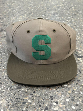 Michigan State Vintage 90s S Patch Snapback Dark Tan ABC Vintage 