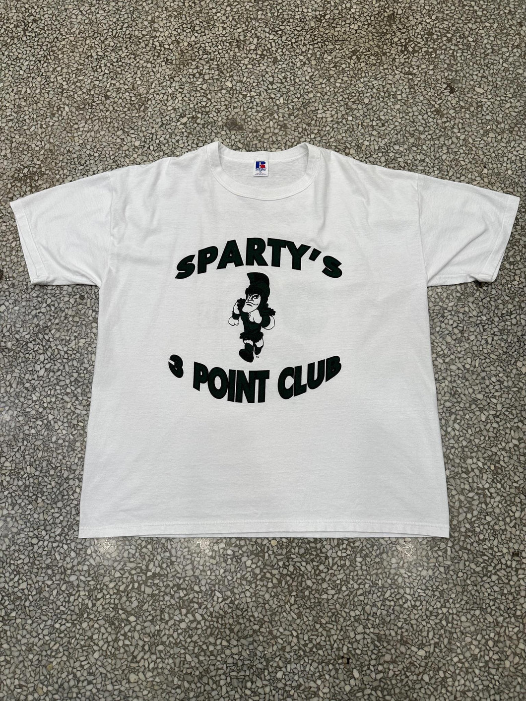 Michigan State Vintage 90s Sparty's 3 Point Club Russell Tee White ABC Vintage 