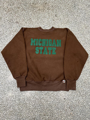 Michigan State Vintage 90s Spell Out Crewneck Brown ABC Vintage 