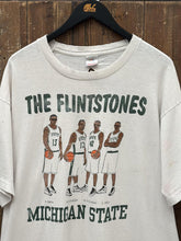 Load image into Gallery viewer, Michigan State Vintage 90s The Flintstones Flint Connection Tee Faded Aged White ABC Vintage 