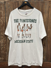 Load image into Gallery viewer, Michigan State Vintage 90s The Flintstones Flint Connection Tee Faded Aged White ABC Vintage 